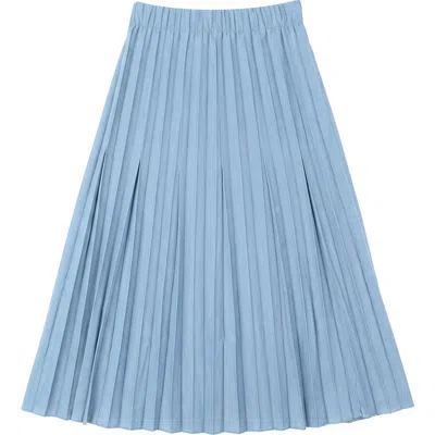 Aspect Crinkle Pleated Elastic Waist Midi Skirt In Blue