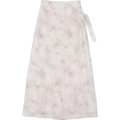 Aspect Embroidered Side Tie A-line Skirt In Neutral