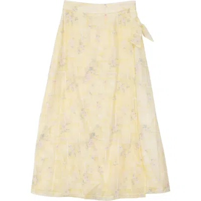 Aspect Embroidered Side Tie A-line Skirt In Yellow