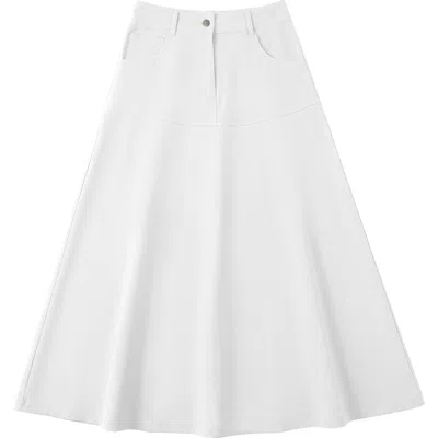 Aspect Flare Side Pocket Zip Front Midi Skirt In White