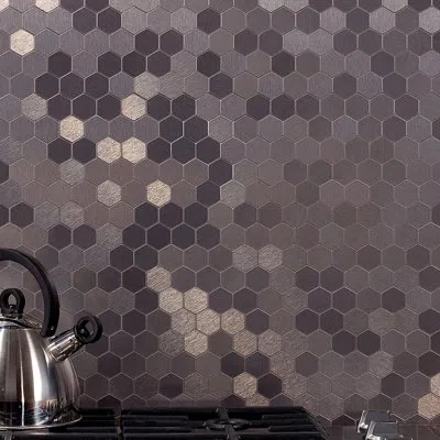 Aspect Peel And Stick Honeycomb Matted Metal Tile 15 Sq Ft Kit In Stainless