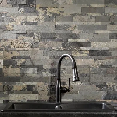 Aspect Peel And Stick Stone Overlay Kitchen Backsplash (approx. 15 Sq Ft Kit) - Easy Diy Tile Backsplash In Medley Slate