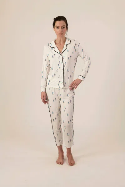 Aspen Dream Jolene Long Pajama Set In Skiers In Multi