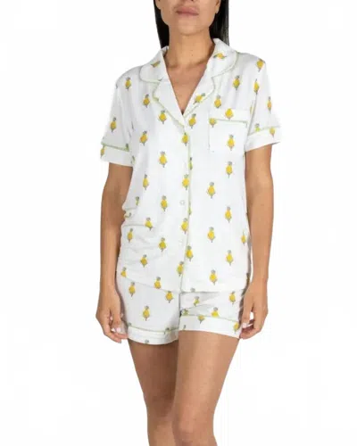 Aspen Dream Jolene Short Pajama Set In Pineapple In Yellow