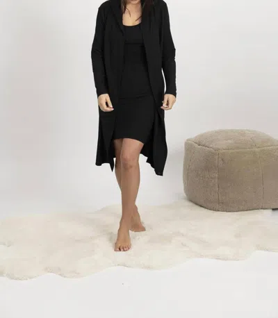 Aspen Dream Ribbed Cardigan In Black