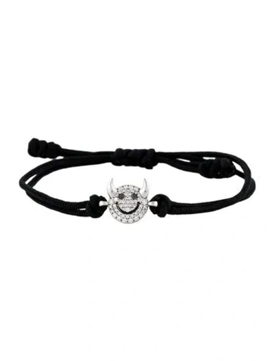 Pre-owned Aspery & Guldag 14k Diamond Horned Smiley Face Station Bracelet, 9.25" In Multi