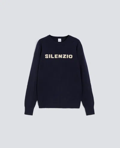 Aspesi -silenzio- Crewneck Sweater In Wool, Yak And Cashmere Blend In Blue