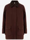 Aspesi Corduroy Collar Long Sleeve Coat In Brown
