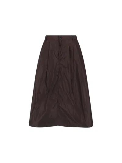 Aspesi Midi Skirt Knee Length Pleated Side Pocket In Brown