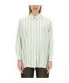 Aspesi Collared Striped Shirt Cuffed Sleeves In White