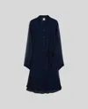 Aspesi Abito Chemisier In Crepon Di Seta - Navy In Navy