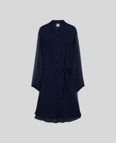 Aspesi Abito Chemisier In Crepon Di Seta - Navy