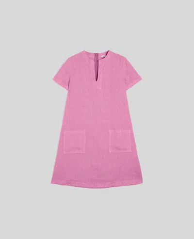Aspesi Abito Corto In Lino Fiammato - Rosa