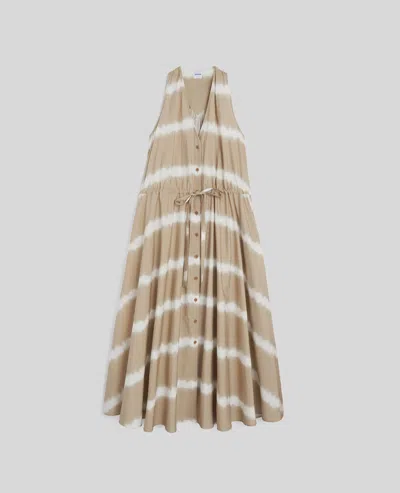 Aspesi Abito In Popeline Con Stampa Tie-dye - Beige