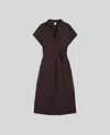 Aspesi Long Dress With Side Slits In Marrone