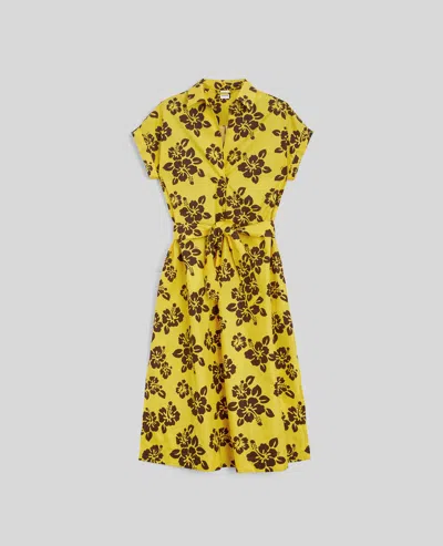 Aspesi Abito Lungo Con Stampa Hibiscus - Fiore Giallo
