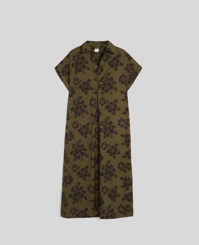 Aspesi Abito Lungo Con Stampa Hibiscus - Fiore Militare