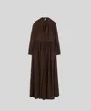 Aspesi Cotton Muslin Maxi Dress In Marrone
