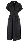 Aspesi Maxi Dress With Side Slits In Nero