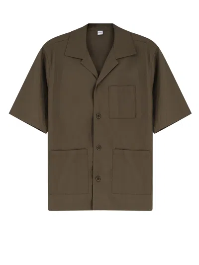 Aspesi Ago Cotton Blend Shirt Notched Collar In Green