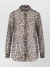Aspesi Animal Print Collared Neck Long Sleeves Top In Animal Print