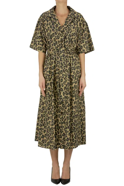 Aspesi Animal Print Cotton Shirt Dress