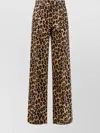 Aspesi Animal Print Cotton Trousers With Button Detail In Brown
