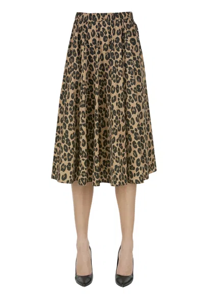 Aspesi Animal Print Full Skirt In Neutral
