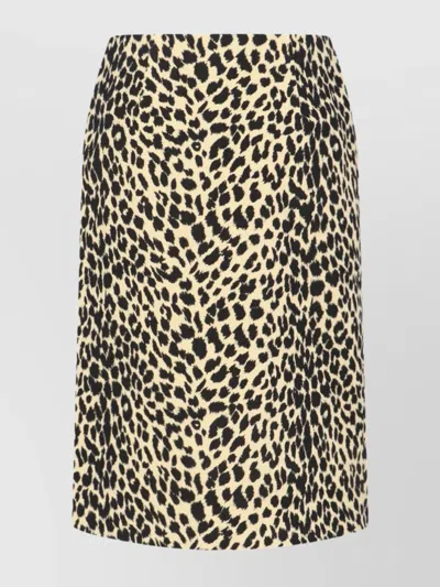 ASPESI ANIMAL PRINT HIGH-WAISTED KNEE LENGTH MIDI SKIRT