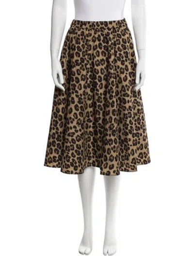 Pre-owned Aspesi Animal Print Knee-length Skirt W/ Tags In Black