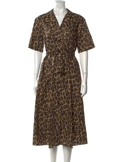 Pre-owned Aspesi Animal Print Midi Length Dress W/ Tags In Brown
