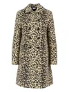 Aspesi Animal Print Double Breasted Jacket With Pockets In Brown