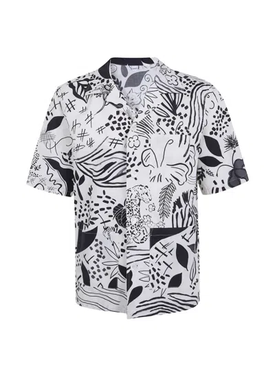 Aspesi Ago Short Sleeve Shirt Chest Pocket Print In White
