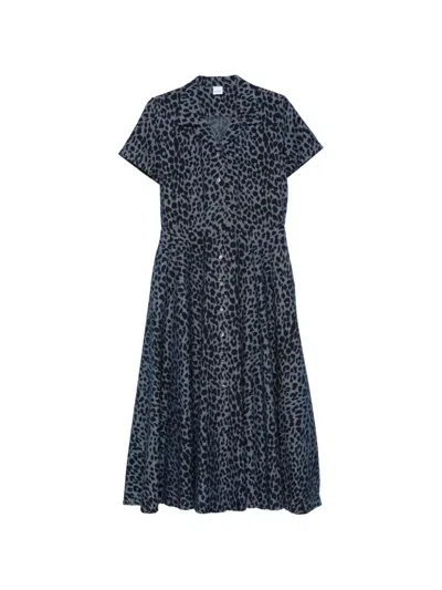 Aspesi Animal-print Midi Dress In Blue