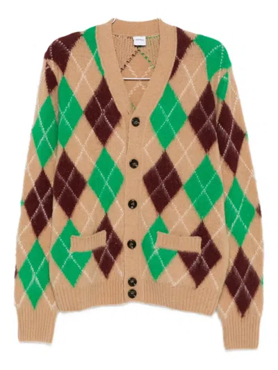 Aspesi Argyle-pattern Cardigan In Brown