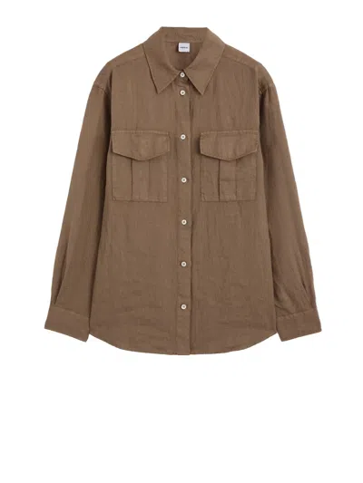 Aspesi Brown Shirt With Buttons And Pockets In Multi