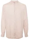 Aspesi Band-collar Linen Shirt In Pink