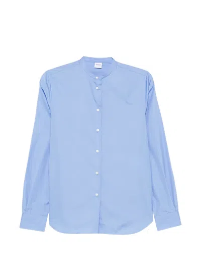 Aspesi Band-collar Button-up Shirt In Blue