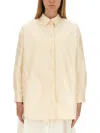 Aspesi Oversize Lightweight Collared Button-down Shirt In Ivory