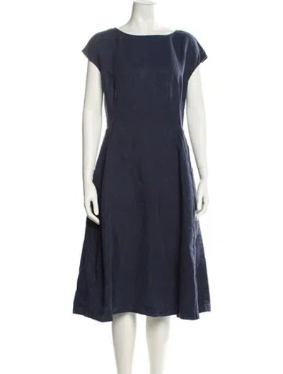 Pre-owned Aspesi Bateau Neckline Midi Length Dress In Blue