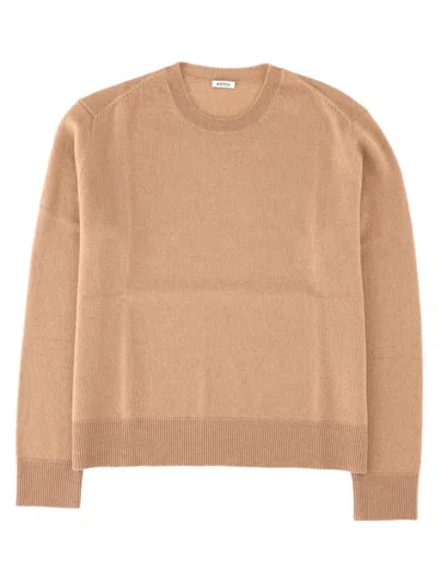 Aspesi Beige Classic Crewneck Cashmere Sweater In Nude