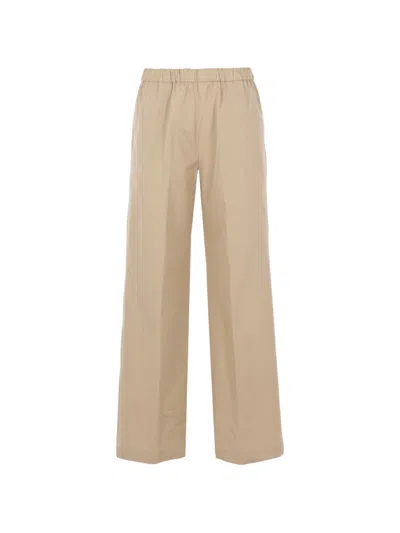 Aspesi Beige Silk Trousers In Brown