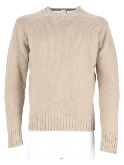 Aspesi Beige Wool Crewneck Ribbed Sweater In Multi