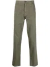 Aspesi Straight-leg Cotton Pants With Mid-rise Waist And Belt Loops In Military
