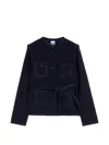 Aspesi Belted Four-pocket Jacket In Blue