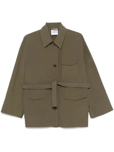 Aspesi Belted Jacket In Green
