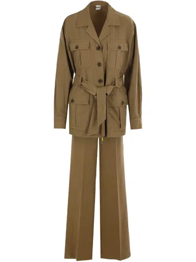 Aspesi Belted Suit In Brown