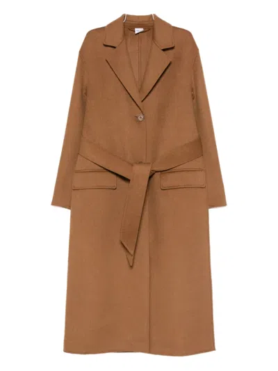 Aspesi Belted Wool Coat In Brown