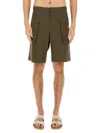 Aspesi Knee Length Bermuda Shorts With Flap Pockets In Military Green