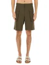 Aspesi Knee Length Bermuda Shorts With Flap Pockets In Military Green
